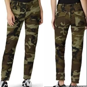 Nili Lotan Jenna Raw Hem Pants Green Camo Size 2